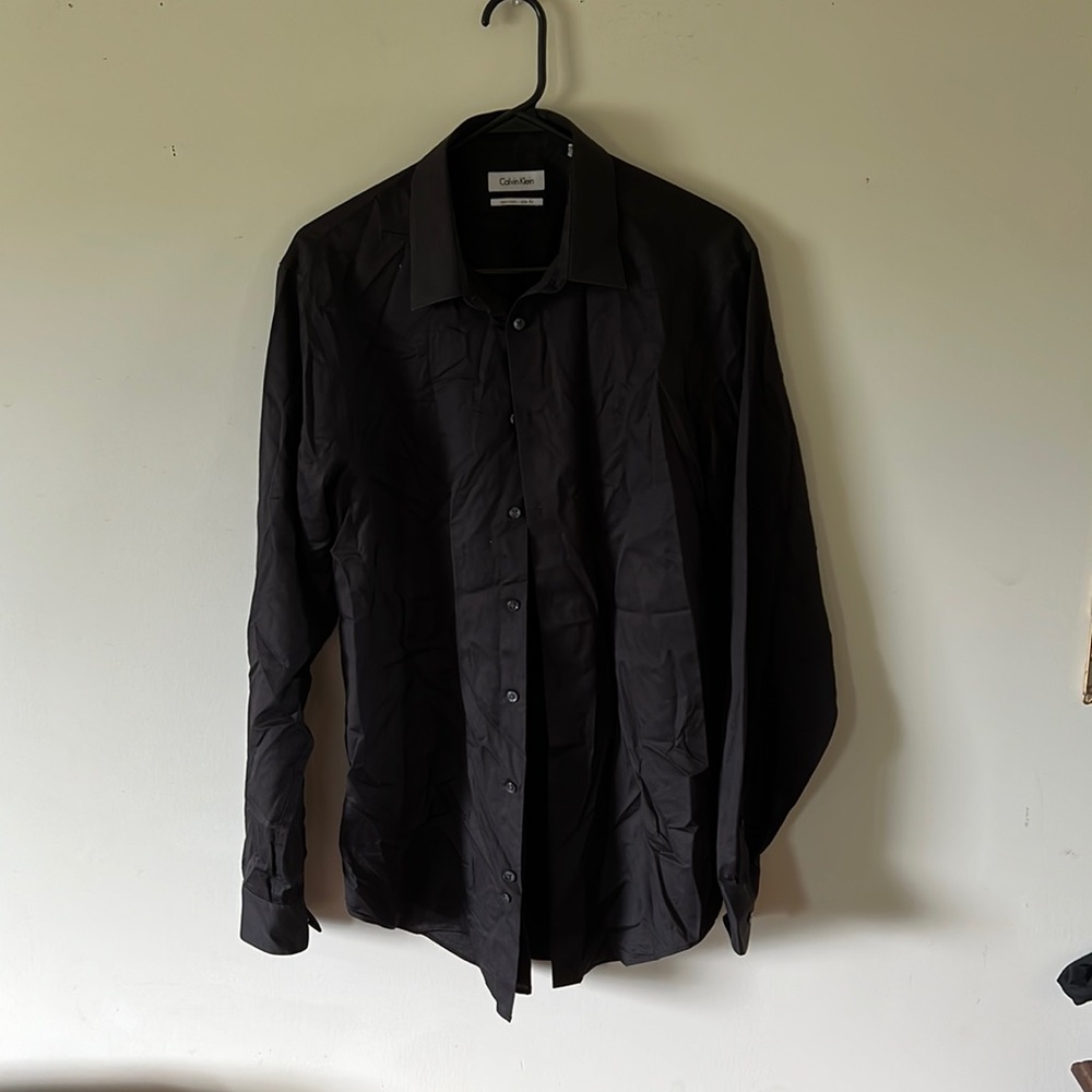 Large black button down dress shirt